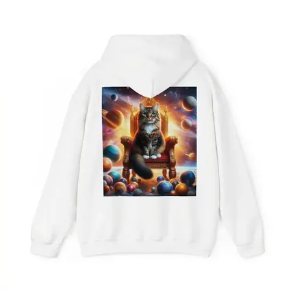 Royal Cat Sitting on Throne in Space