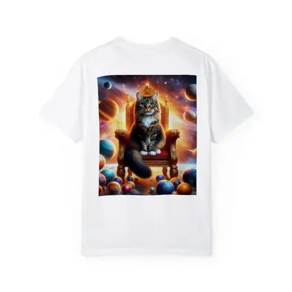 Royal Cat Sitting on Throne in Space