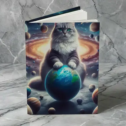 Gray Cat Ruling Space Planets Galaxy