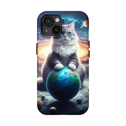 Gray Cat Ruling Space Planets Galaxy
