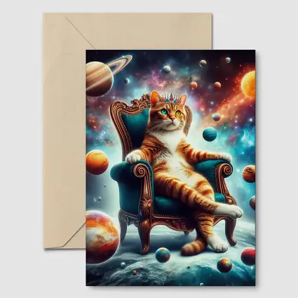 Royal Cat King Throne Space Planets