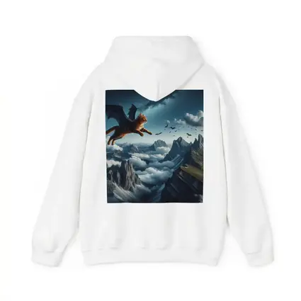 Orange Tabby Cat Bat Wings Mountain Sky