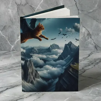 Orange Tabby Cat Bat Wings Mountain Sky