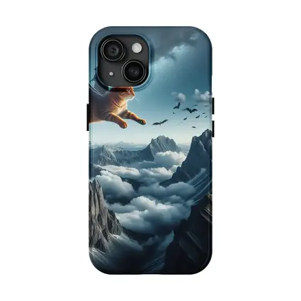 Orange Tabby Cat Bat Wings Mountain Sky