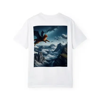 Orange Tabby Cat Bat Wings Mountain Sky