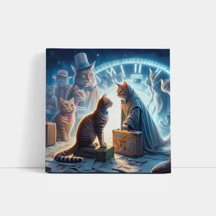 Cats Time Travel Fantasy Surreal Night Scene