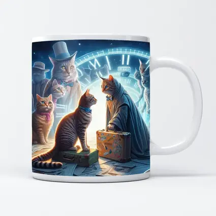 Cats Time Travel Fantasy Surreal Night Scene