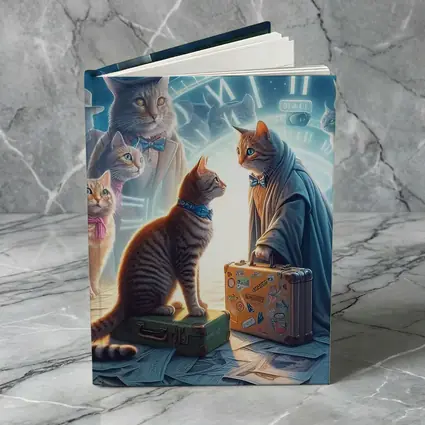 Cats Time Travel Fantasy Surreal Night Scene