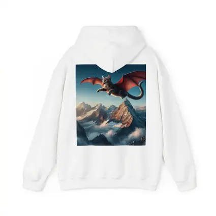 Dragon Wings Cat Flying Over Mountains