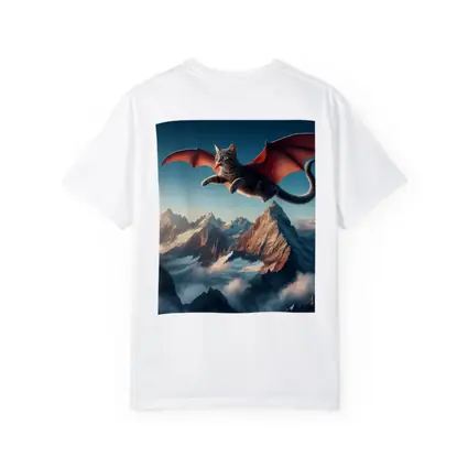 Dragon Wings Cat Flying Over Mountains