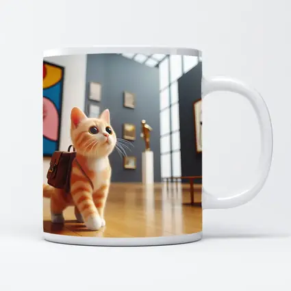 Orange Tabby Cat Exploring Art Museum Gallery