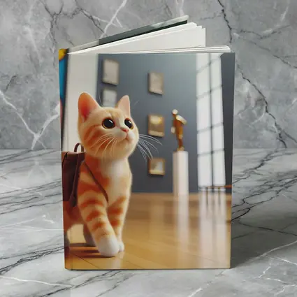 Orange Tabby Cat Exploring Art Museum Gallery