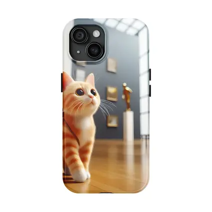 Orange Tabby Cat Exploring Art Museum Gallery
