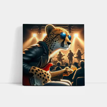 Cheetah Guitarist Leather Jacket Concert Stage