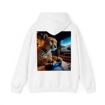 Cheetah Gaming With Controller Cozy Room
