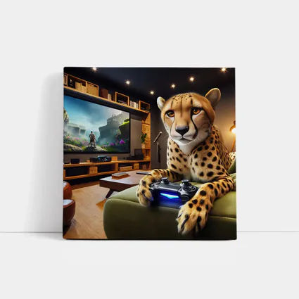 Cheetah Gaming Controller Cozy Living Room