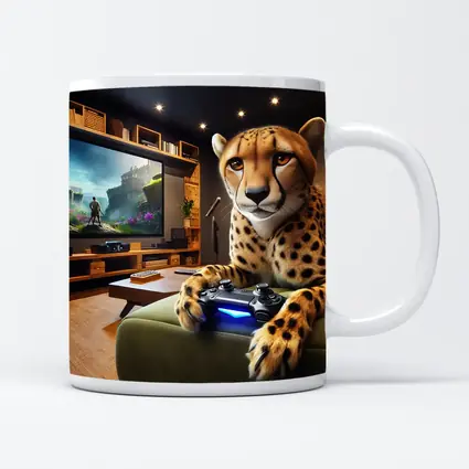 Cheetah Gaming Controller Cozy Living Room