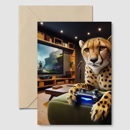 Cheetah Gaming Controller Cozy Living Room