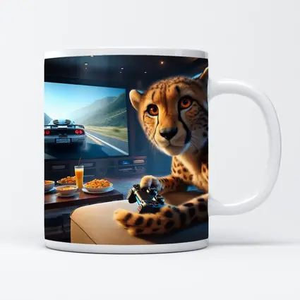 Cheetah Playing Video Games Living Room