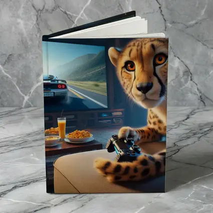 Cheetah Playing Video Games Living Room