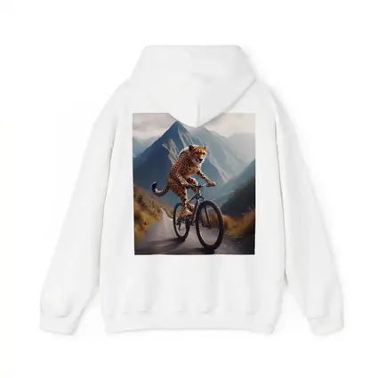 Cheetah Riding Bicycle Mountain Road