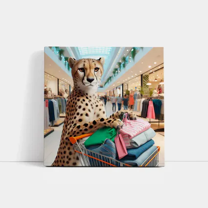 Cheetah Shopping In Busy Fashion Mall