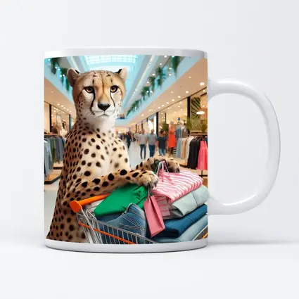 Cheetah Shopping In Busy Fashion Mall