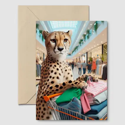 Cheetah Shopping In Busy Fashion Mall