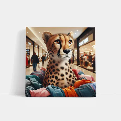 Cheetah Shopping in Busy Fashion Mall