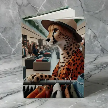 Cheetah Wearing Hat Shopping Fashion Store