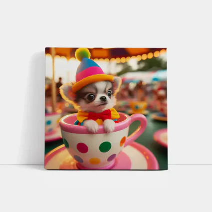 Chihuahua Puppy Clown Hat Teacup Carnival