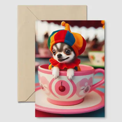 Chihuahua Clown Hat Teacup Carnival Ride