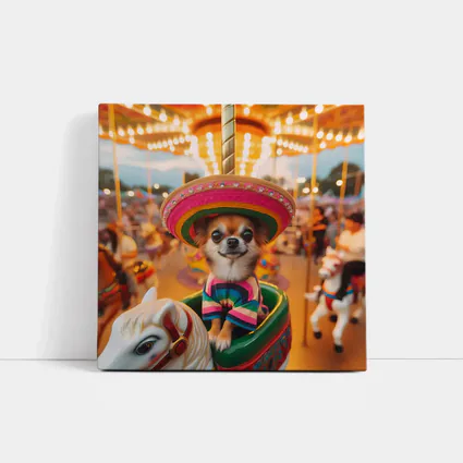 Chihuahua Sombrero Carousel Colorful Fair Background