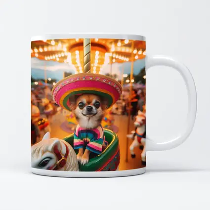 Chihuahua Sombrero Carousel Colorful Fair Background