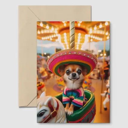 Chihuahua Sombrero Carousel Colorful Fair Background