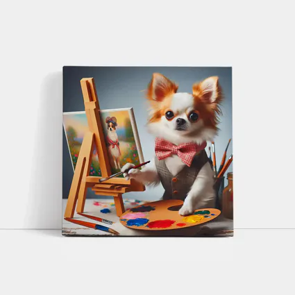 Chihuahua Artist Painting Portrait Bow Tie