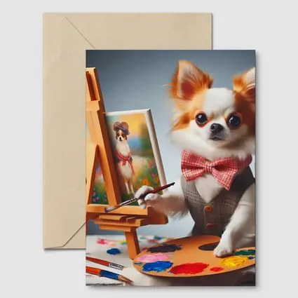 Chihuahua Artist Painting Portrait Bow Tie
