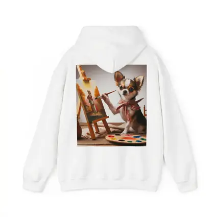 Chihuahua Artist Painting on Easel Studio