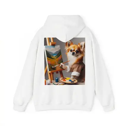 Chihuahua Artist Painting Landscape On Easel