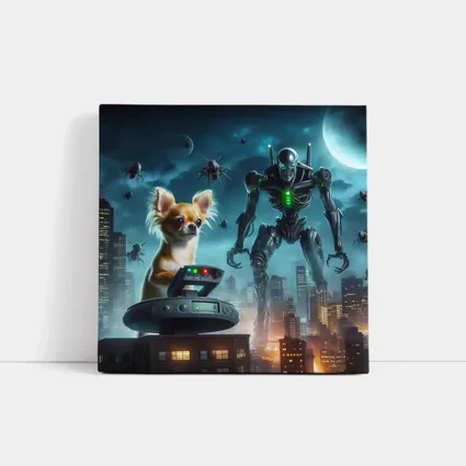Chihuahua Commander Robot City Night Scene