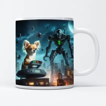 Chihuahua Commander Robot City Night Scene