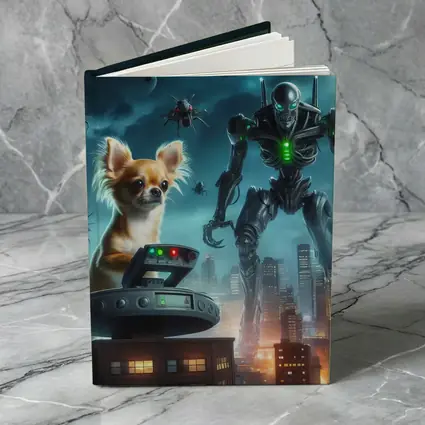 Chihuahua Commander Robot City Night Scene
