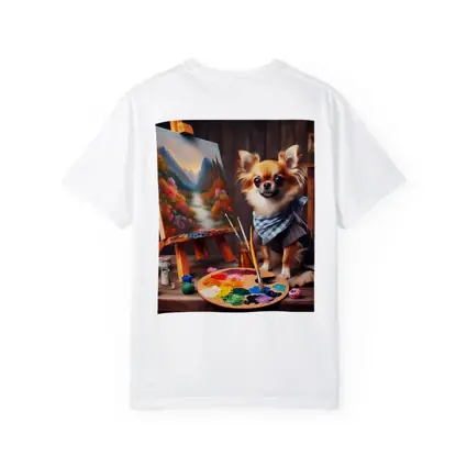 Chihuahua Artist Painting on Studio Easel