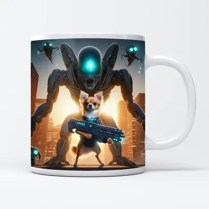 Chihuahua Armed Hero Alien Cyberpunk City