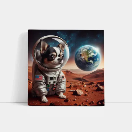 Chihuahua Astronaut on Mars Red Planet