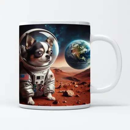 Chihuahua Astronaut on Mars Red Planet