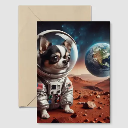 Chihuahua Astronaut on Mars Red Planet