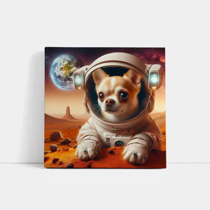 Chihuahua Astronaut on Mars Red Planet