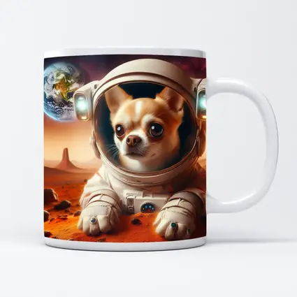 Chihuahua Astronaut on Mars Red Planet