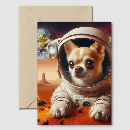 Chihuahua Astronaut on Mars Red Planet